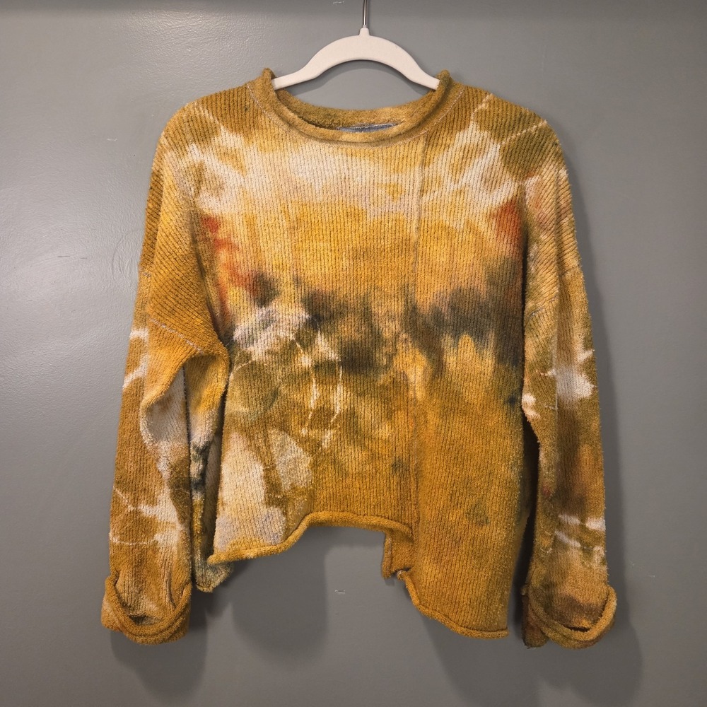 Rough And Tumble Women's Tie Dye Asymmetrical Cropped Sweater Boho Relaxed Fit